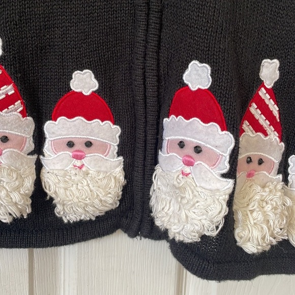 Classic elements vintage vtg beaded snowflake black Santa ugly Christmas sweater - Picture 6 of 16